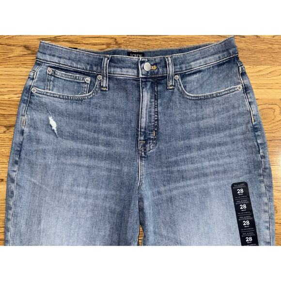 J Crew Relaxed Boyfriend Jeans Women’s Waist Size 28 Distressed Cuffed Stretch - Picture 3 of 16